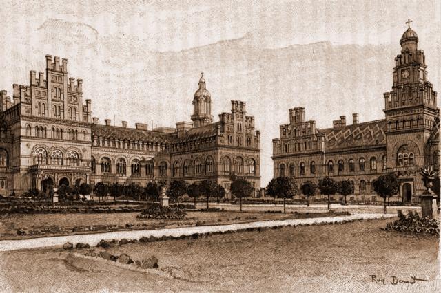 Cernăuţi, Palatul Mitropolitan – desen de Rudolf Bernt (1844-1914)