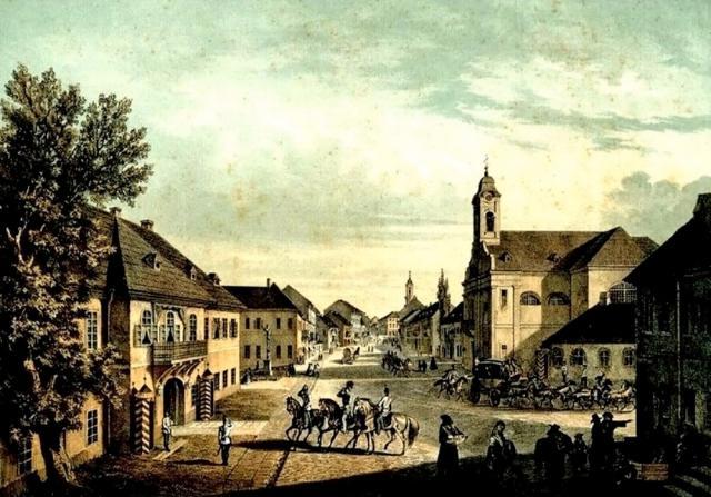 Cernăuţi, Uliţa Mare – acuarelă de Franz Xaver Knapp (1809-1883)