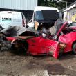 Autoturismul BMW un morman de fiare in urma accidentului
