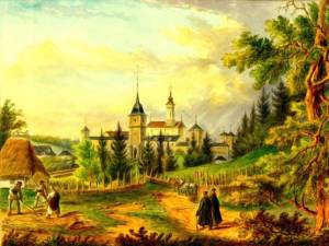 Dragomirna, mănăstirea, în 1860 – acuarelă de Franz Xaver Knapp (1809-1883)