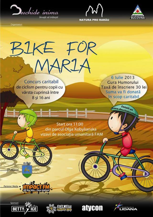 „Bike for Maria”, concurs caritabil de ciclism, adresat copiilor cu vârsta cuprinsă între 8 şi 16 ani