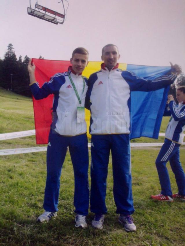 Atletul Andrei Leancă, alături de antrenorul său, Cristian Prâsneac