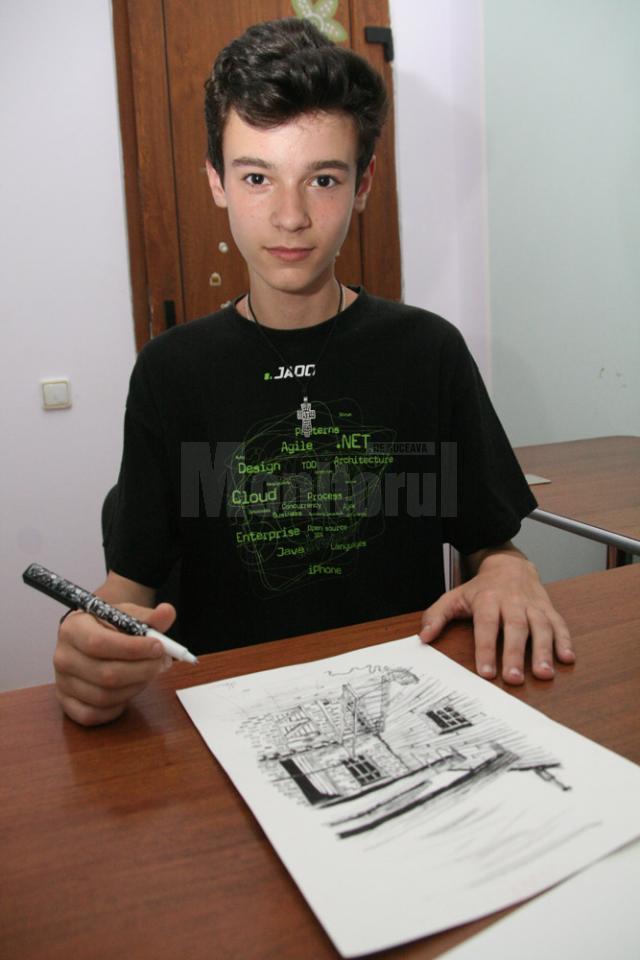 Nicolae Titus Ungureanu este elev în clasa a IX-a, la Colegiul de Artă „Ciprian Porumbescu”, secţia arhitectură