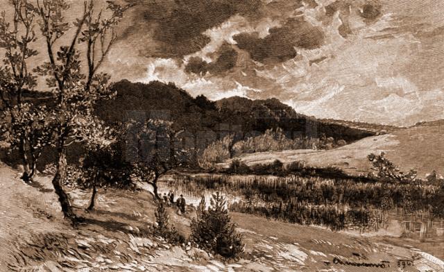 Cernauca, împrejurimi – desen de Mattias Adolf Charlemont (1820-1871)