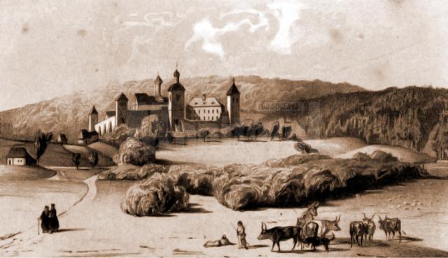 Dragomirna, mănăstirea, în 1832 – desen de I. Schubirsz