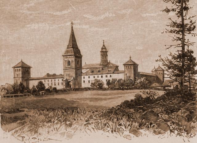 Dragomirna, mănăstirea – desen de Rudolf Bernt (1844-1914)