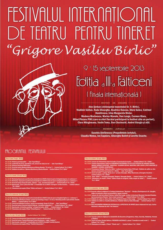 A III-a ediţie a Festivalului Internaţional de Teatru pentru Tineret „Grigore Vasiliu Birlic”