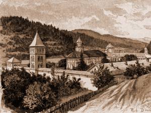 Putna, mănăstire – desen de Rudolf Bernt (1844-1914)
