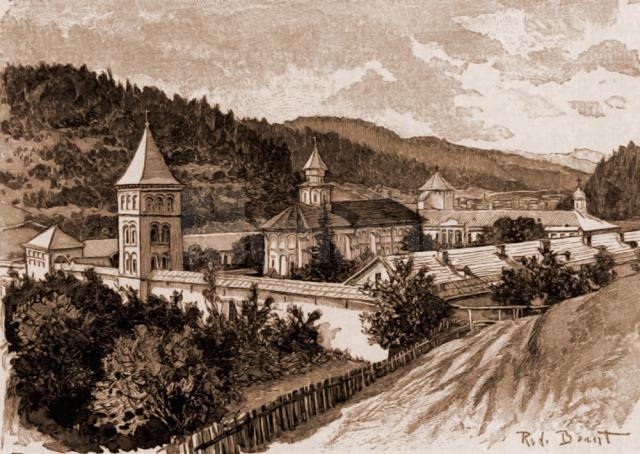 Putna, mănăstire – desen de Rudolf Bernt (1844-1914)