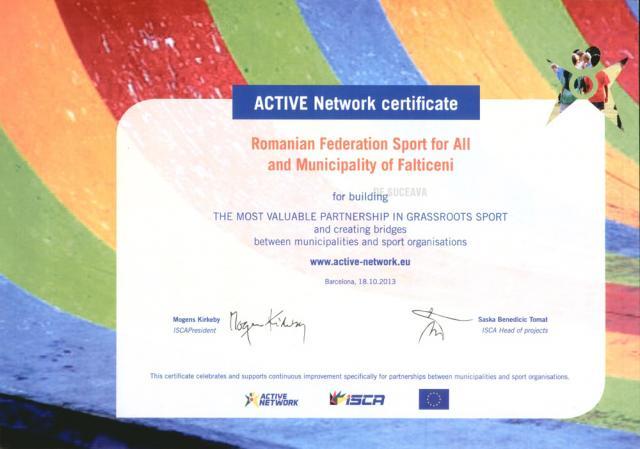 Primăria Fălticeni şi Federaţia Română Sportul pentru Toţi, premiate la Barcelona