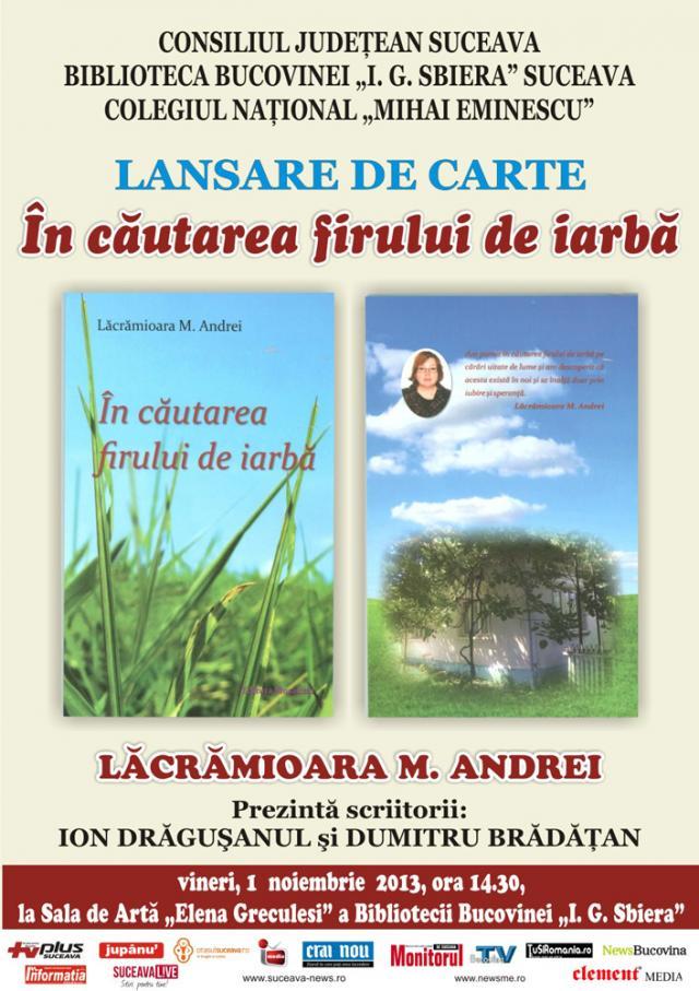 Lansare de carte - „În căutarea firului de iarbă”