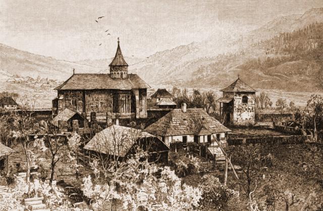 Voroneţ, mănăstirea – desen de Rudolf Bernt (1844-1914)