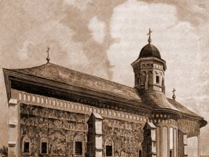 Suceava, biserica Mănăstirii Sf. Ioan – desen de Rudolf Bernt (1844-1914)