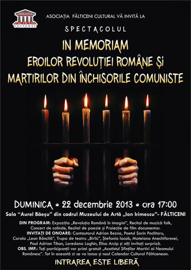 În memoria eroilor din decembrie 1989 şi a martirilor din închisorile comuniste