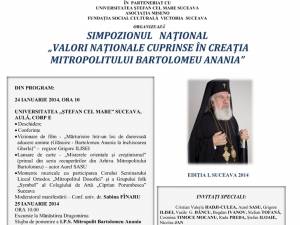 „Valori naţionale cuprinse în creaţia Mitropolitului Bartolomeu Anania”, ediţia I
