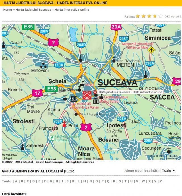 Harta interactivă de la Prefectura Suceava