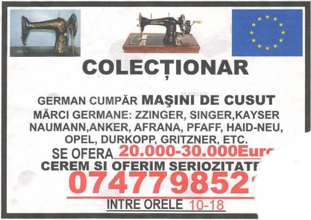 În municipiul Suceava au fost răspândite anunţuri prin care aşa-zişi colecţionari germani oferă sume enorme de pentru achiziţionarea unor maşini de cusut vechi