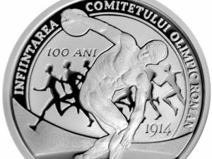 Monedă din argint dedicată aniversării a 100 de ani de la înfiinţarea Comitetului Olimpic Român