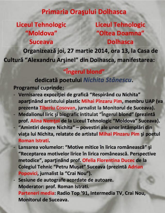 Manifestare dedicată poetului Nichita Stănescu, la Dolhasca