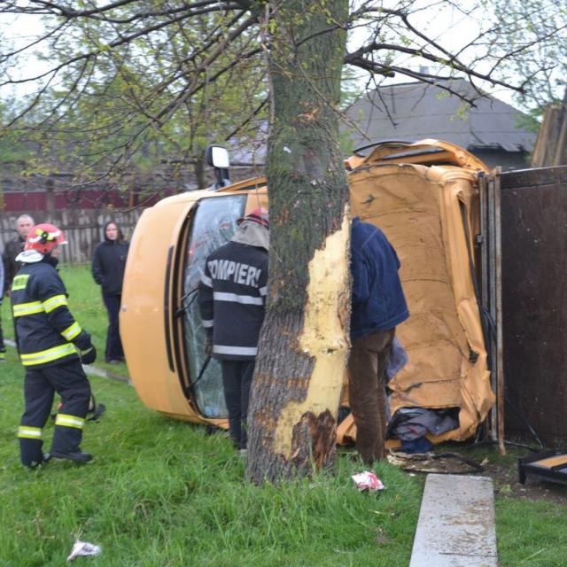 Autoutilitara care s-a răsturnat     Sursa: ziaruldepenet.ro