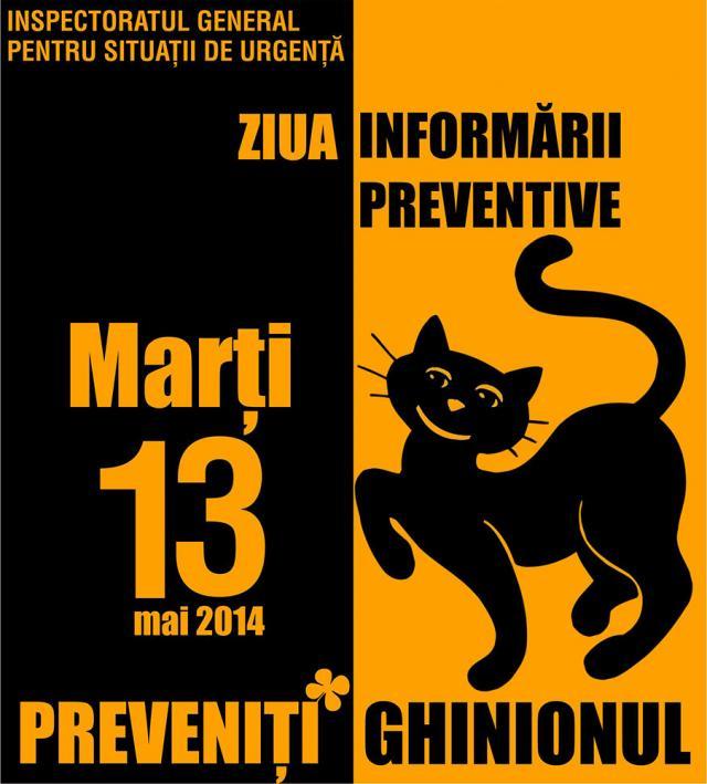 Marţi, 13, ziua în care pompierii vor să prevină ghinionul prin informarea cetăţenilor