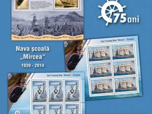 Emisiune de mărci poştale care celebrează împlinirea a 75 de ani de la intrarea navei-şcoală „Mircea” în serviciul Marinei Militare Române