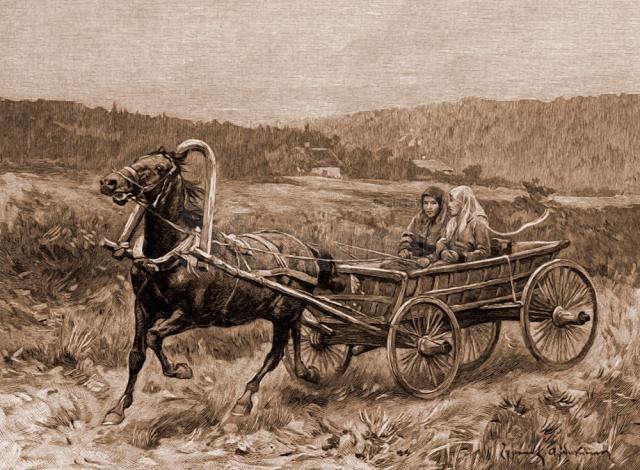 Lipovence, în căruţă – desen de Zygmund