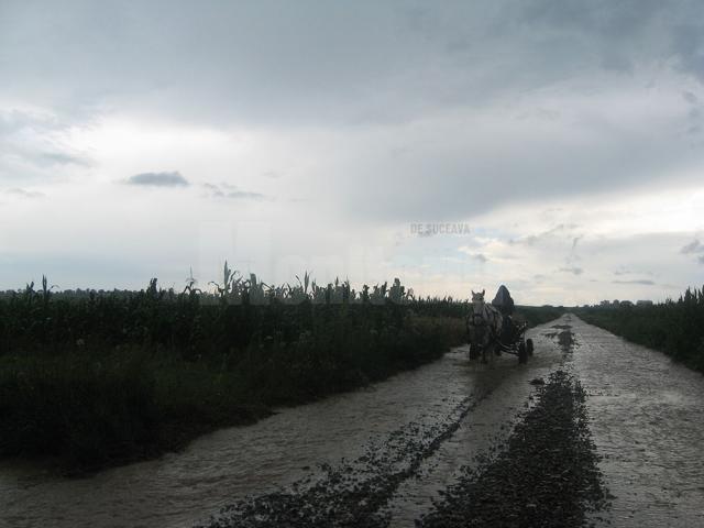 Mai multe drumuri comunale au fost inundate de ploile de sâmbătă