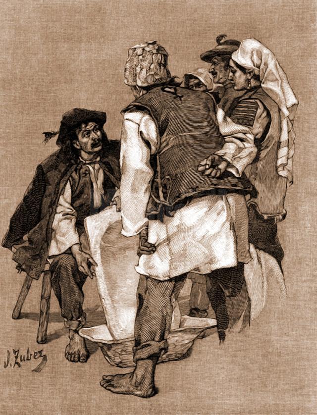 Ţigan cu covată – desen de Julius Zalaty Zuber (1867-1918)