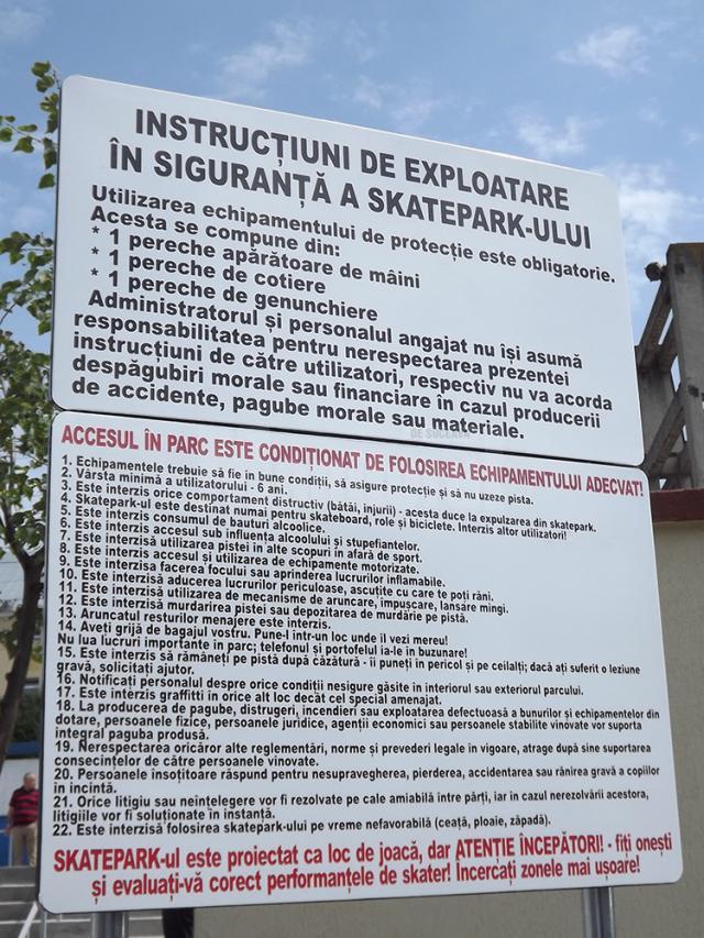 Instrucţiunile de utilizare a Skate Park-ului