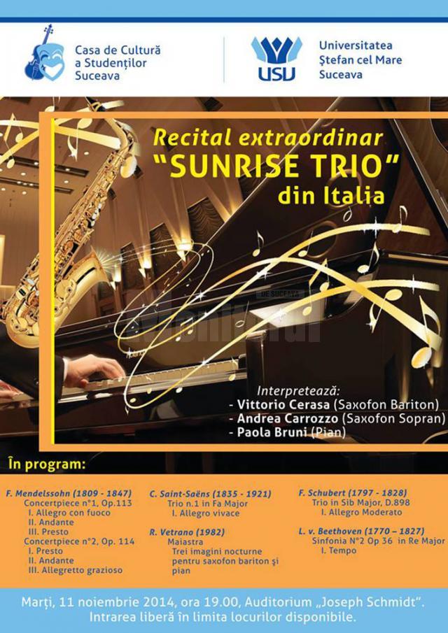 „Sunrise Trio”, la Auditorium „Joseph Schmidt”