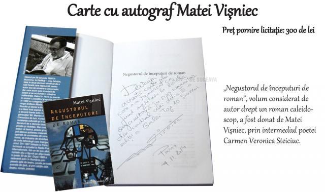 Carte cu autograf Matei Vişniec – preţ de pornire licitaţie: 300 de lei