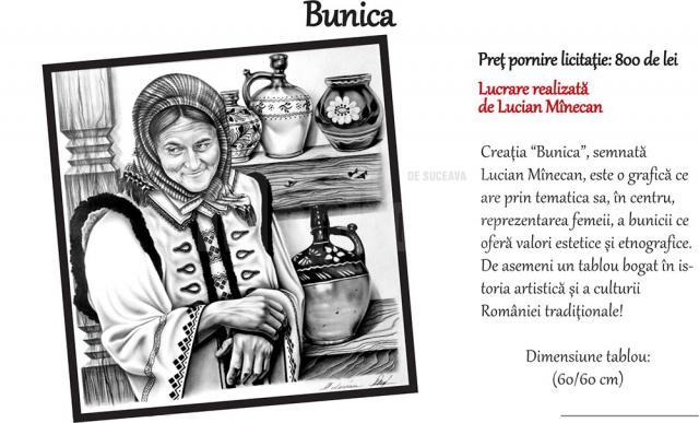 Grafică „Bunica” – preţ de pornire licitaţie: 800 de lei