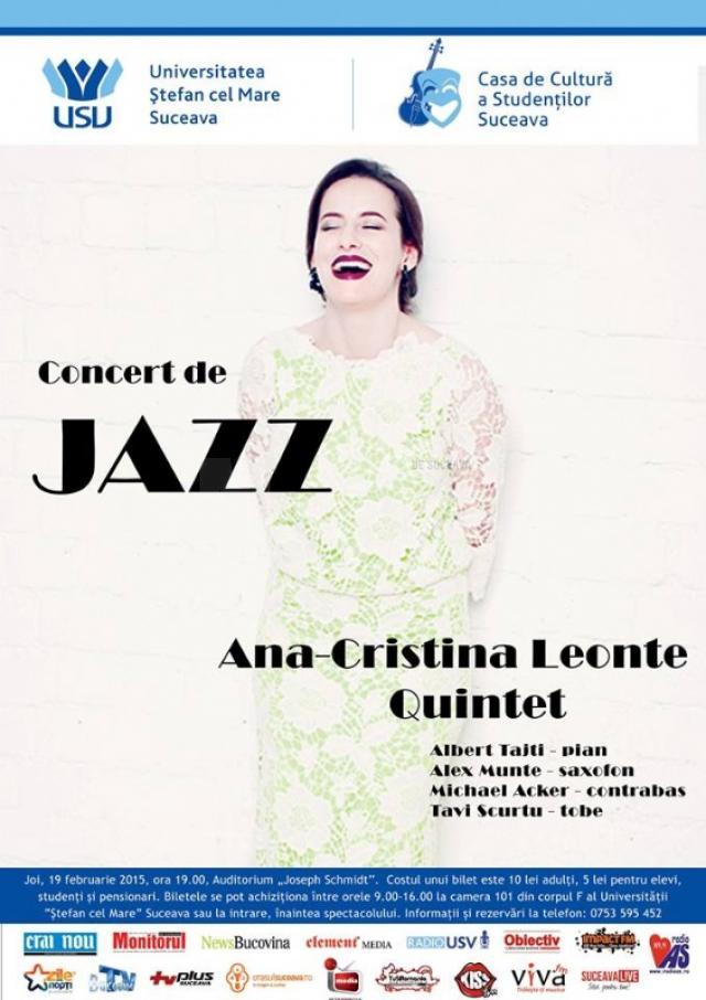 Concert de jazz cu Ana Cristina Leonte Quintet, la USV