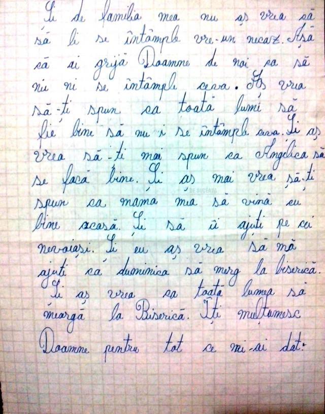 Copiii nevoiaşi din Vicovu de Sus îi scriu săptămânal lui Dumnezeu