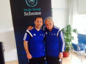 Ciprian Anton, alături de Per Ravn Omdal, ambasadorul UEFA prezent zilele acestea în Danemarca