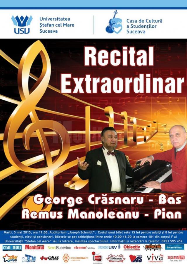 Recital cu basul George Crăsnaru și pianistul Remus Manoleanu, la USV