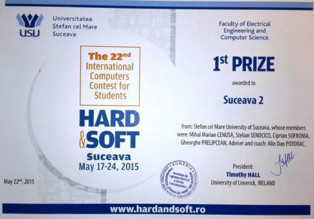 Premiul I pentru un echipaj al Universităţii Suceava, la Concursul Internaţional „Hard & Soft”