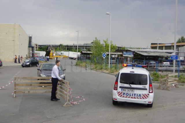 O automacara s-a răsturnat în parcarea de la Iulius Mall