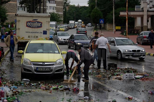 Berea a curs, la propriu, pe o stradă din Suceava