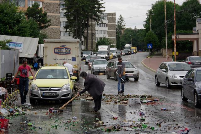 Berea a curs, la propriu, pe o stradă din Suceava