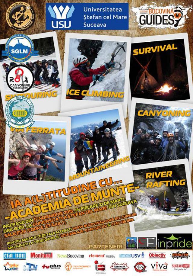 Cursuri gratuite de alpinism, schi, rafting, supravieţuire şi multe altele, la Academia de Munte