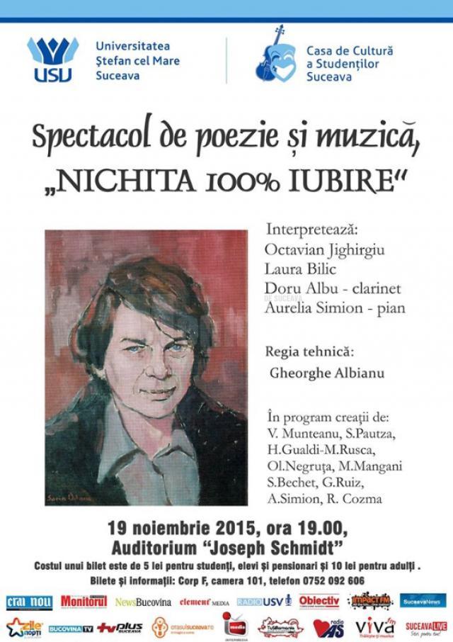 Spectacol de poezie şi muzică „Nichita 100% iubire”