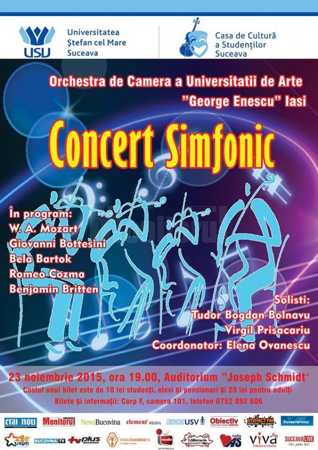 Concert simfonic, astăzi, la Universitatea „Ştefan cel Mare”