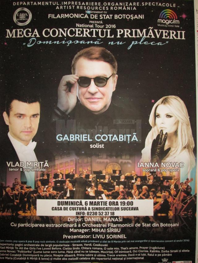 Solistul Gabriel Cotabiţă va concerta în martie pe scena Casei de Cultură Suceava