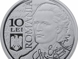 Monedă din argint dedicată împlinirii a 150 de ani de la debutul lui Mihai Eminescu în revista „Familia”