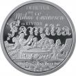 Monedă din argint dedicată împlinirii a 150 de ani de la debutul lui Mihai Eminescu în revista „Familia”