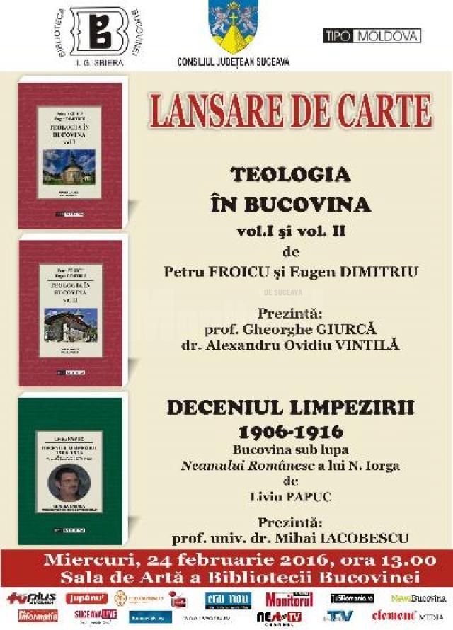 Lansarea cărţilor „Teologia în Bucovina” şi „Deceniul limpezirii (1906-1916)”