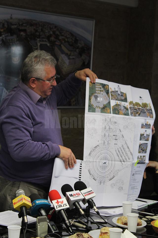 Primarul Ion Lungu a prezentat planul de modernizare a platoului Cetăţii de Scaun, cu tot cu statuia ecvestra a lui Ştefan cel Mare