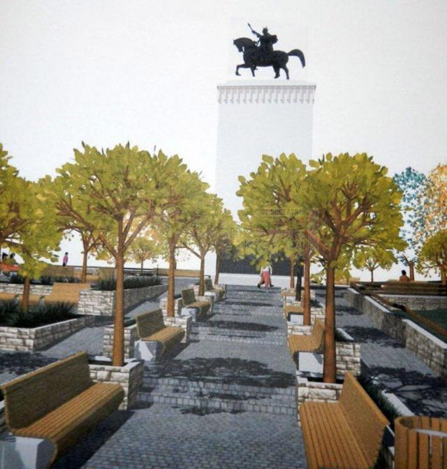 Primarul Ion Lungu a prezentat planul de modernizare a platoului Cetăţii de Scaun, cu tot cu statuia ecvestra a lui Ştefan cel Mare